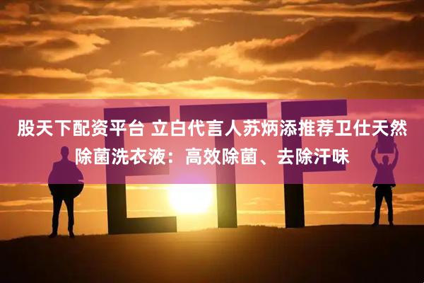 股天下配资平台 立白代言人苏炳添推荐卫仕天然除菌洗衣液：高效除菌、去除汗味